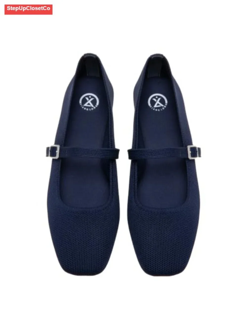 Knitted Square Toe Mary Jane Ballet Flats Slip On Shoes for Women